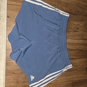 adidas Women's Blue Athletic Shorts with White Stripes